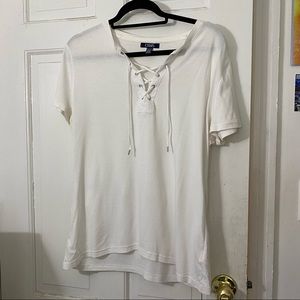 Chaps White Tie Front T Shirt